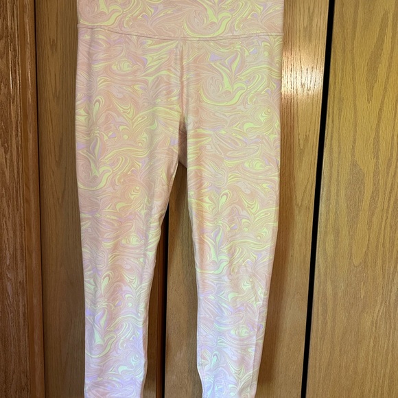 Fabletics Pink and Yellow Leggings with High Waist and Stretchy Fabric - Picture 1 of 3